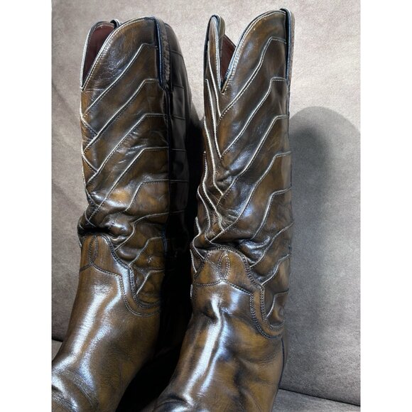 Vintage Loblan Cowboy Boots Men’s Size 9.5 – Tan Leather Harness Western Boots - Picture 16 of 16